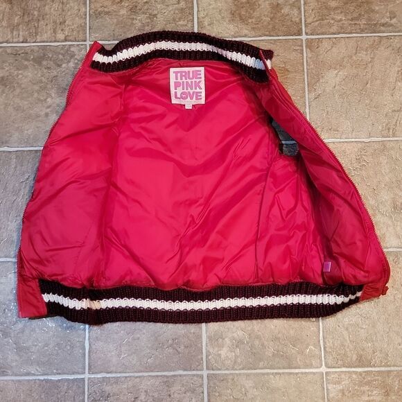Victorias Secret VS Pink Love Muted Red Zip Puffer Vest Knit Collar Vintage XS S - Picture 7 of 9